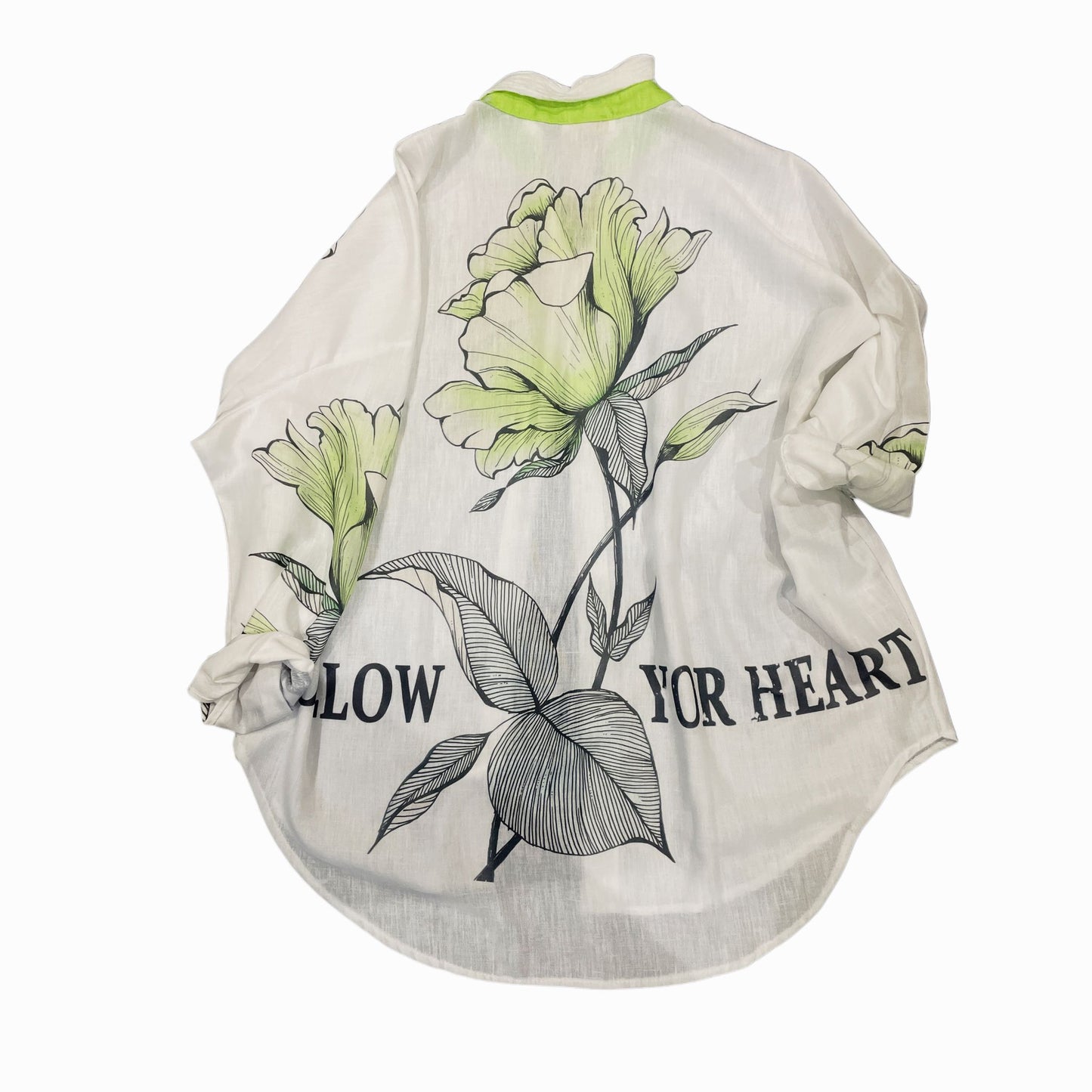Blusa Italiana Oversize con Estampado Floral Verde