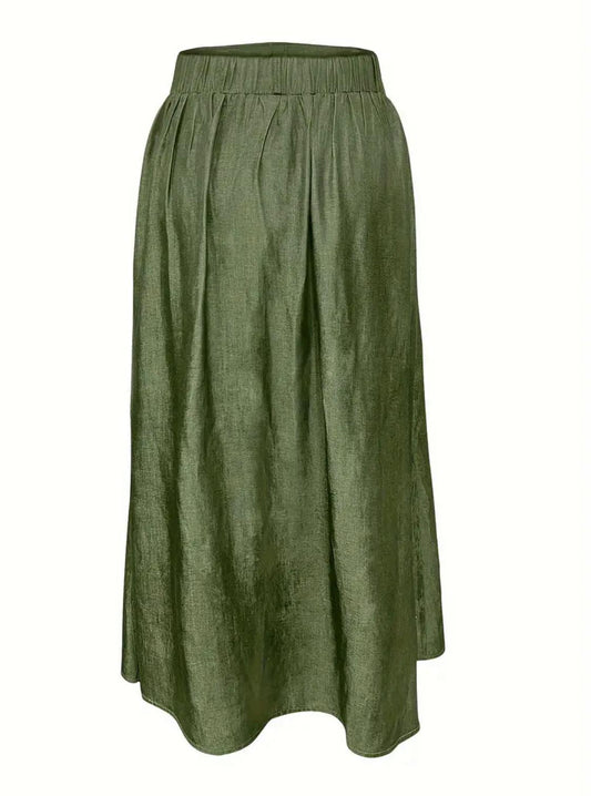 Falda Maxi Verde con Botones Frontales – Estilo Boho Chic - FreeLife Miami