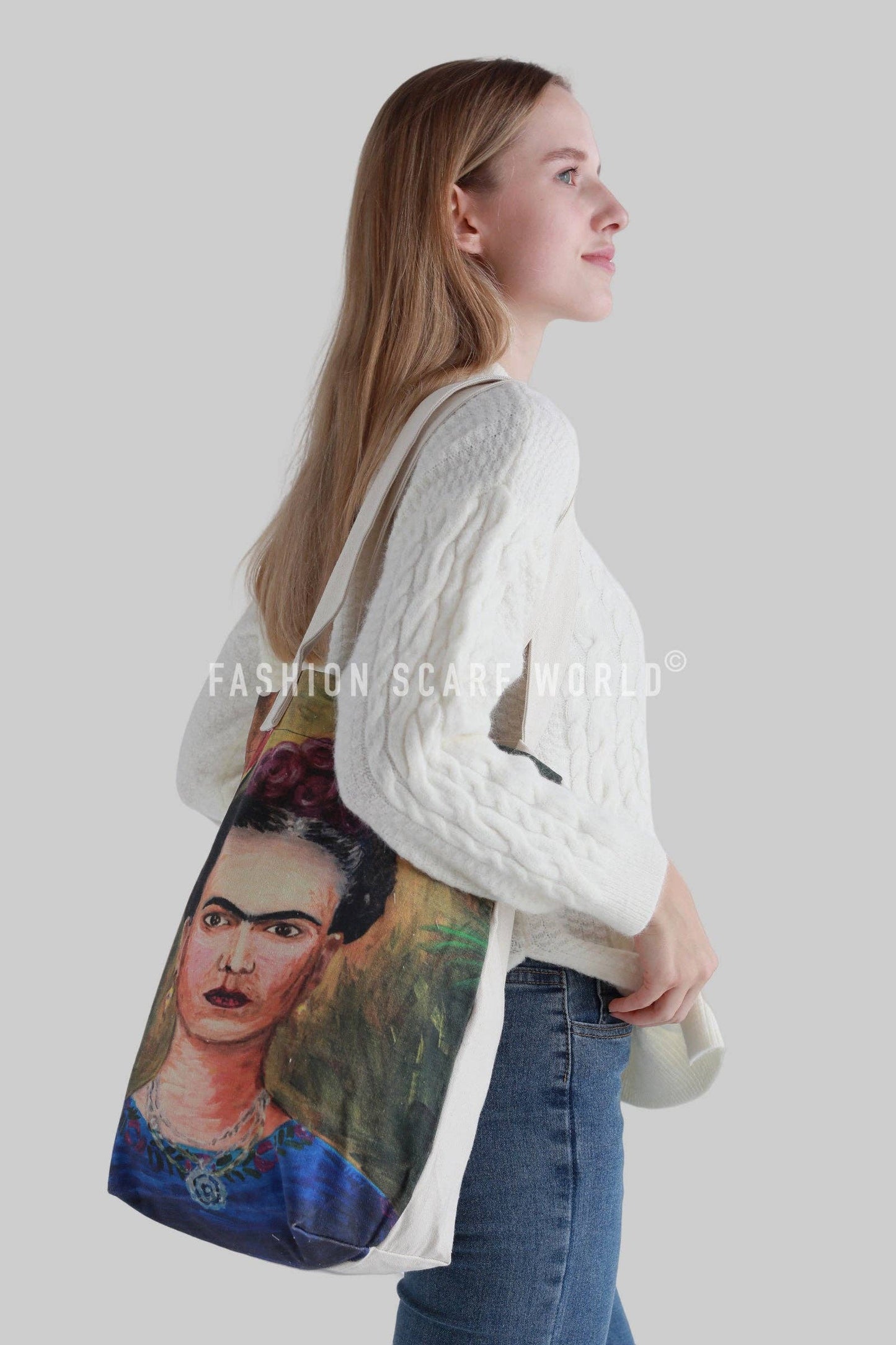 Frida Kahlo Self Portrait Art Cotton Tote Bag Pack of 3