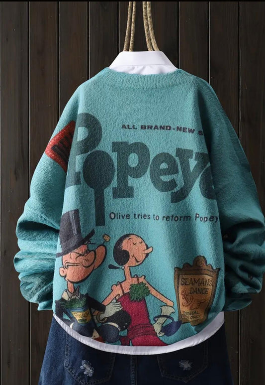 Suéter Oversize Popeye – Estilo Retro y Cómodo - FreeLife Miami