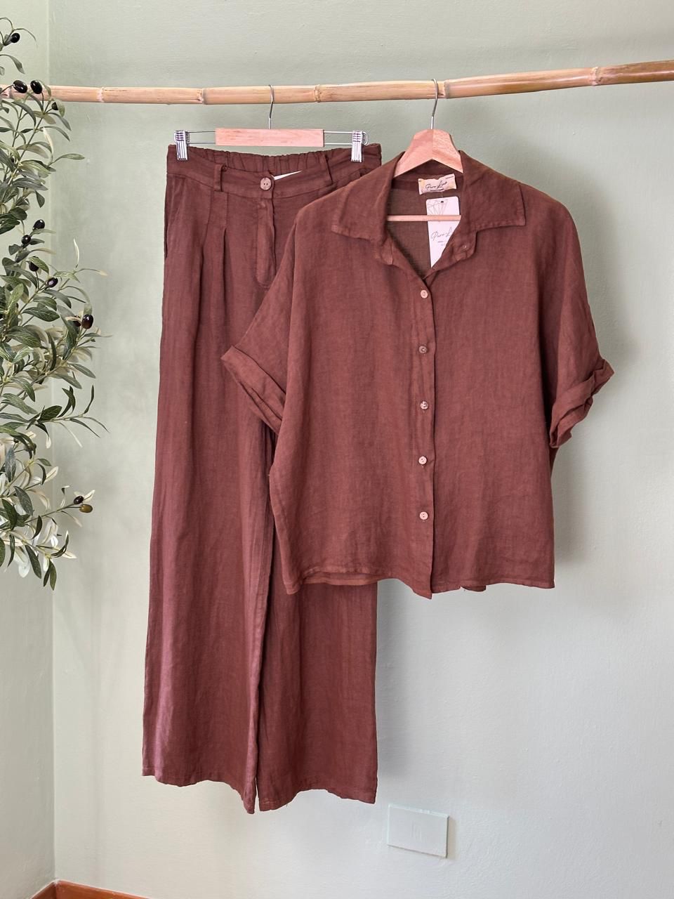 Conjunto Italiano de Lino – Estilo Atemporal y Fresco (Talla Única)