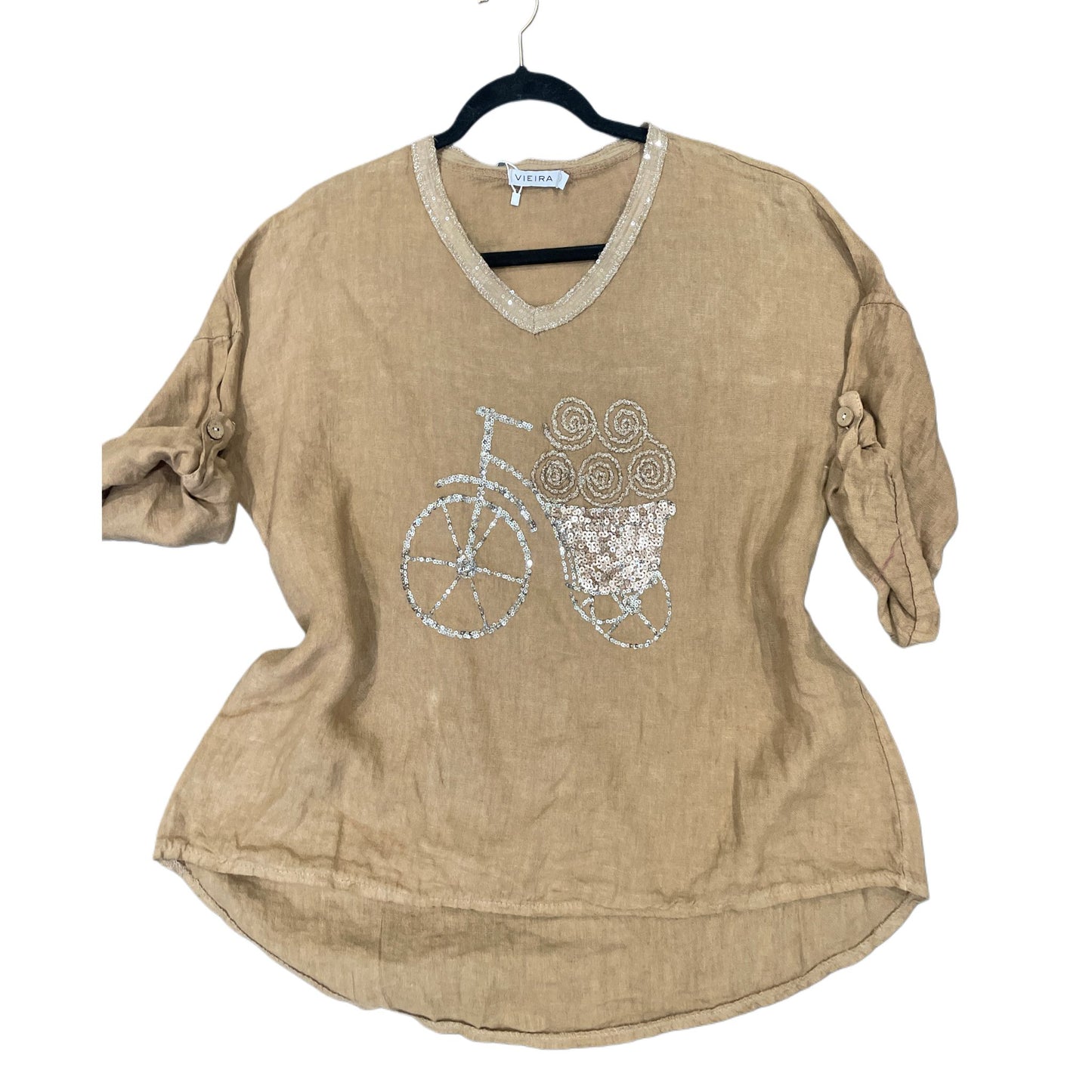 Blusa de lino con bordado de bicicleta - FreeLife Miami