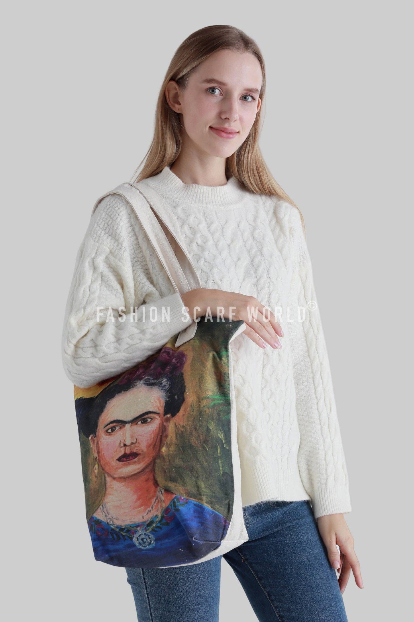 Frida Kahlo Self Portrait Art Cotton Tote Bag Pack of 3